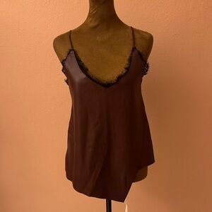 Zara Chocolate Camisole with Fringe Trim